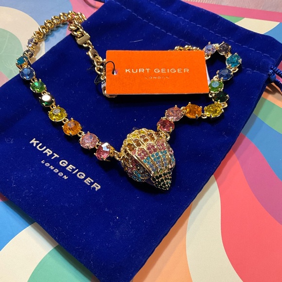 NWT$188 Kurt Geiger LONDON Pave Eagle Rainbow Rhinestone Necklace - Picture 3 of 6